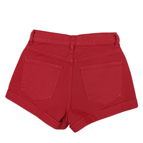 PacSun Los Angeles Mom Shorts Size 23 Red Denim 5 Working Pockets - Picture 2 of 6